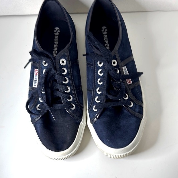Superga Shoes - Superga Navy Blue Low Top Sneakers Women Size 10 - Men Size 8 Size Lace Up